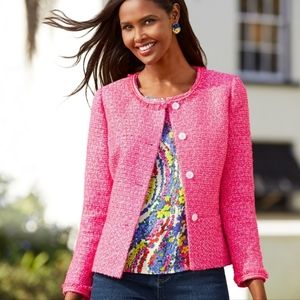 NWT! Hot Pink Tweed Lady Jacket, Size 14W